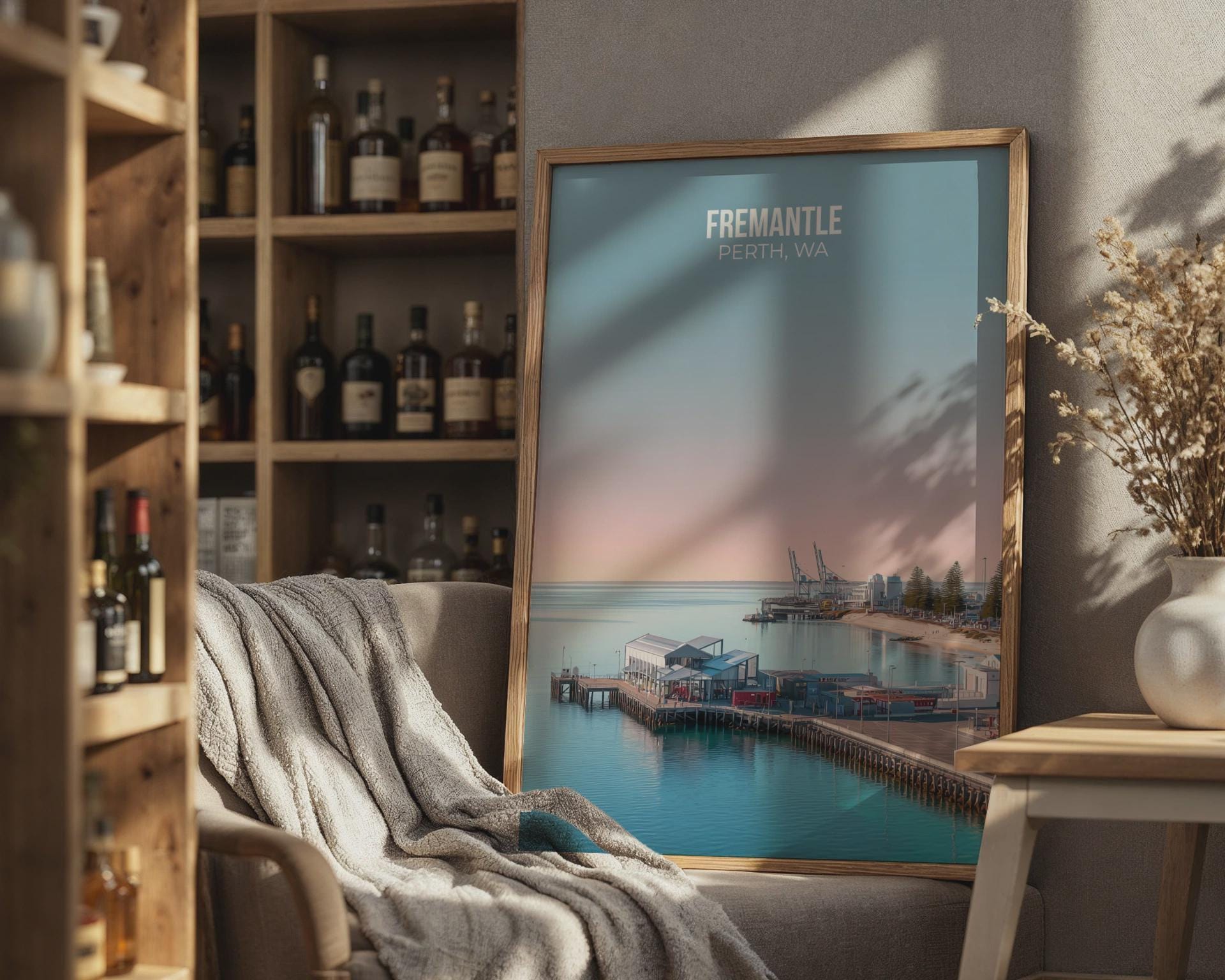 Fremantle Poster Perth WA Cityscape Wall Art - Travel Wall Art