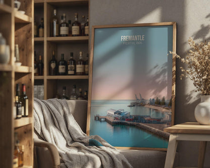 Fremantle Poster Perth WA Cityscape Wall Art - Travel Wall Art