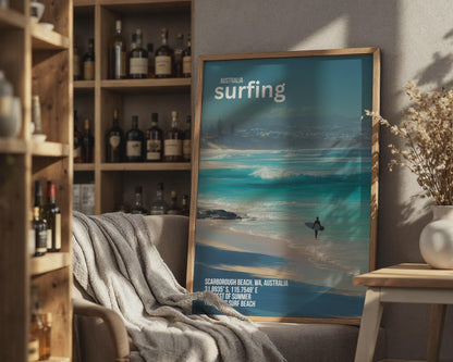 Scarborough Beach Surfing Poster Australia - Travel Wall Art