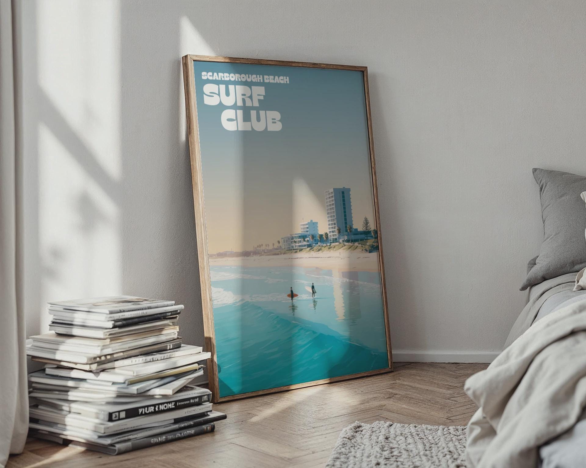 Scarborough Beach Surf Club Poster Print Wall Art - Travel Wall Art
