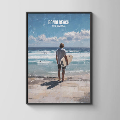 Bondi Beach Surfing Poster Wall Art Australia - Travel Wall Art