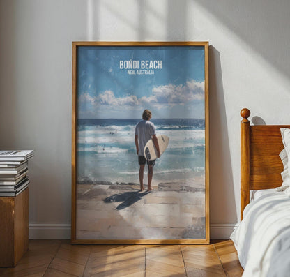 Bondi Beach Surfing Poster Wall Art Australia - Travel Wall Art