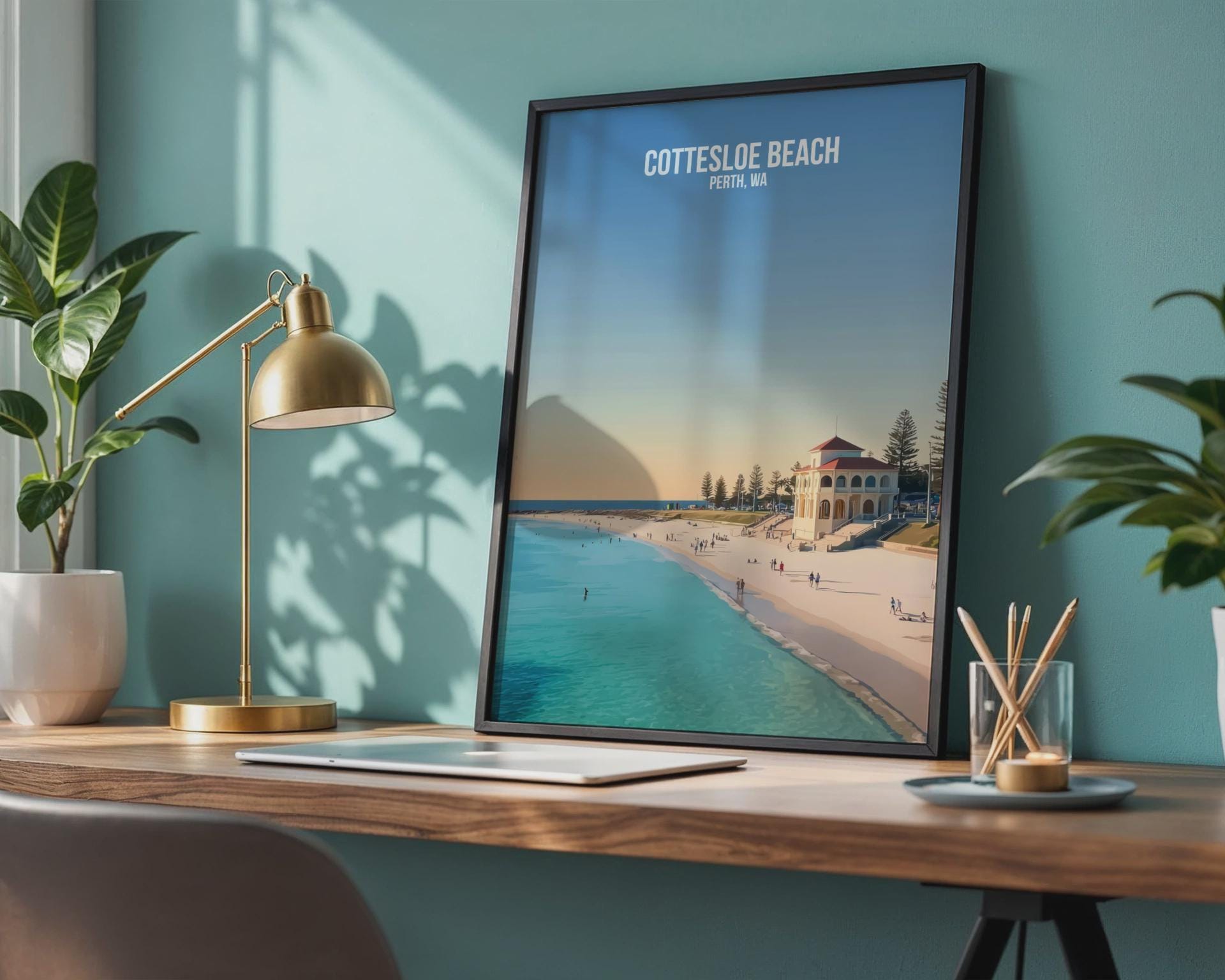 Cottesloe Beach Perth WA Poster Art Print - Travel Wall Art