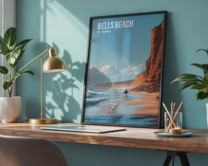 Bells Beach Surfing Poster Art Print VIC Australia Landscape - Travel Wall Art