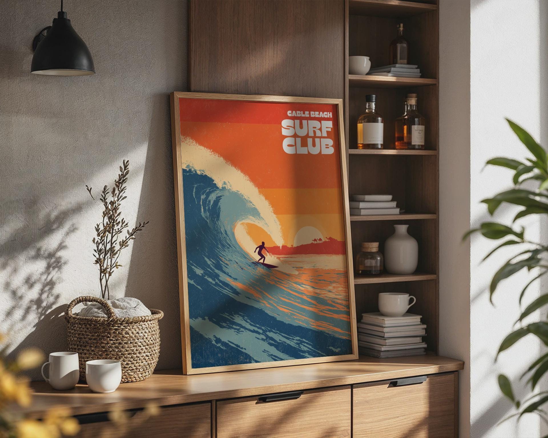 Surf Club Print Cable Beach Artwork Poster Wall Art - Travel Wall Art