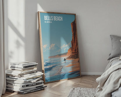 Bells Beach Surfing Poster Art Print VIC Australia Landscape - Travel Wall Art