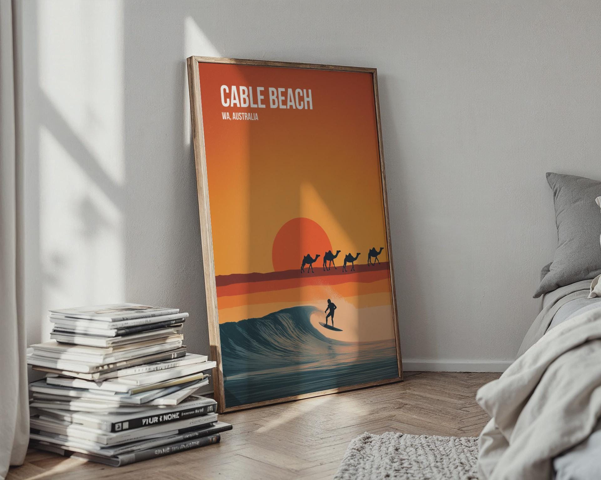 Cable Beach Surf Print WA Australia Poster Wall Art - Travel Wall Art