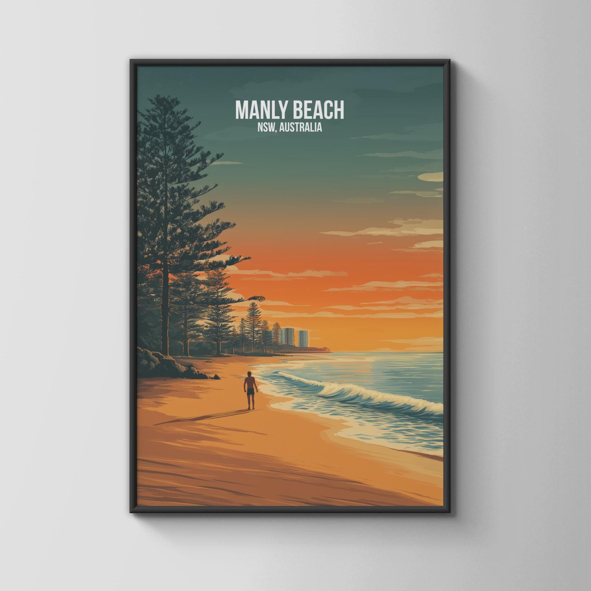 Manly Beach Print Coastal Wall Art Australia - Travel Wall Art