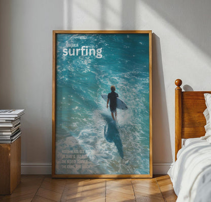 Australia Surfing Poster Noosa Heads Beach Wall Art - Travel Wall Art