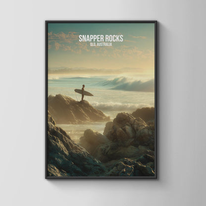 Snapper Rocks Surfing Poster QLD Australia Art Print - Travel Wall Art