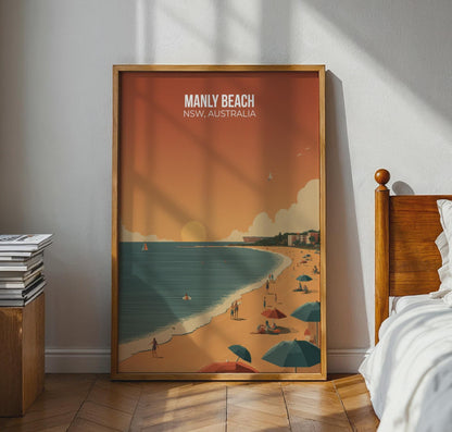 Manly Beach NSW Australia Poster Print Wall Art - Travel Wall Art