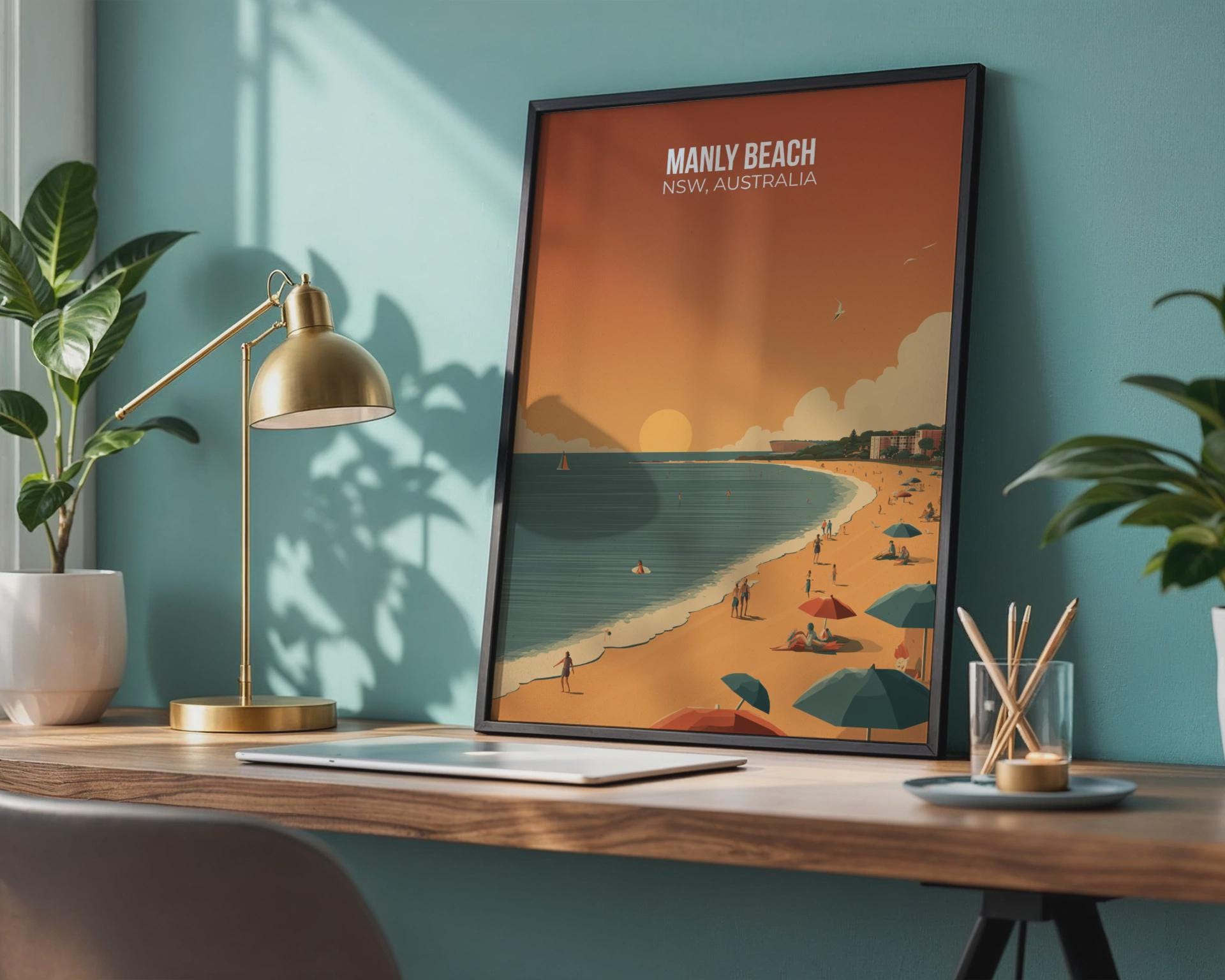 Manly Beach NSW Australia Poster Print Wall Art - Travel Wall Art