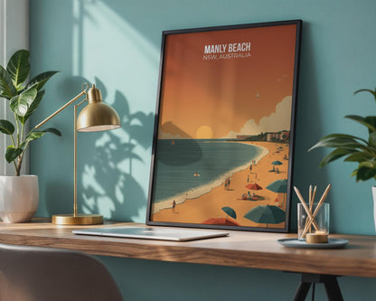 Manly Beach NSW Australia Poster Print Wall Art - Travel Wall Art