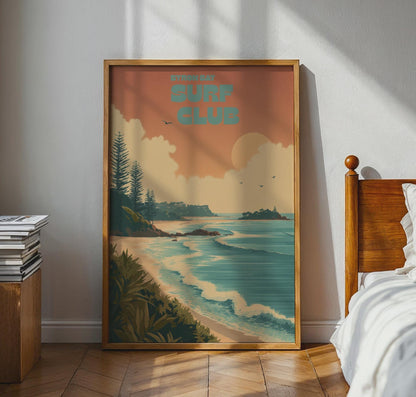 Byron Bay Surf Club Wall Art Beach Print Coastal Landscape Poster - Travel Wall Art