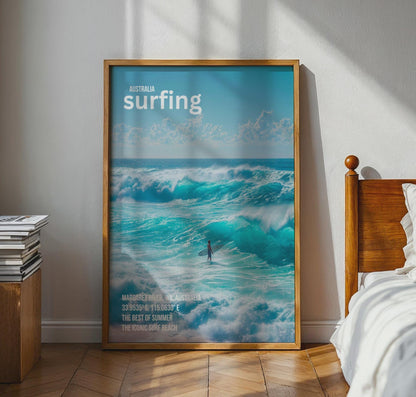 Surfing Poster Margaret River WA Australia Surf Art Wave Print - Travel Wall Art