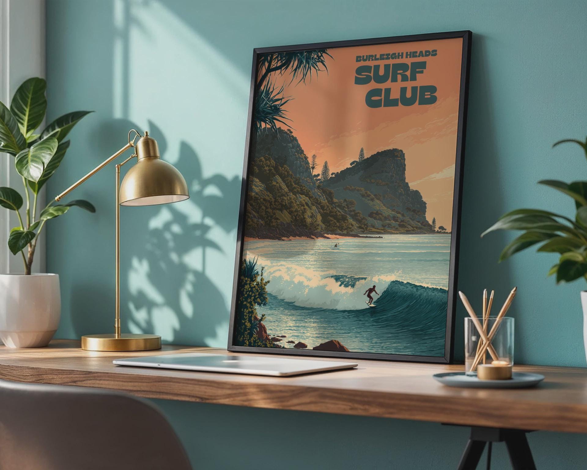 Burleigh Heads Surf Club Poster Wall Art Print - Travel Wall Art