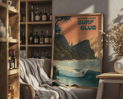 Burleigh Heads Surf Club Poster Wall Art Print - Travel Wall Art
