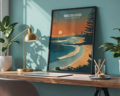 Burleigh Heads QLD Australia Print Coastal Art Poster Wall Art - Travel Wall Art