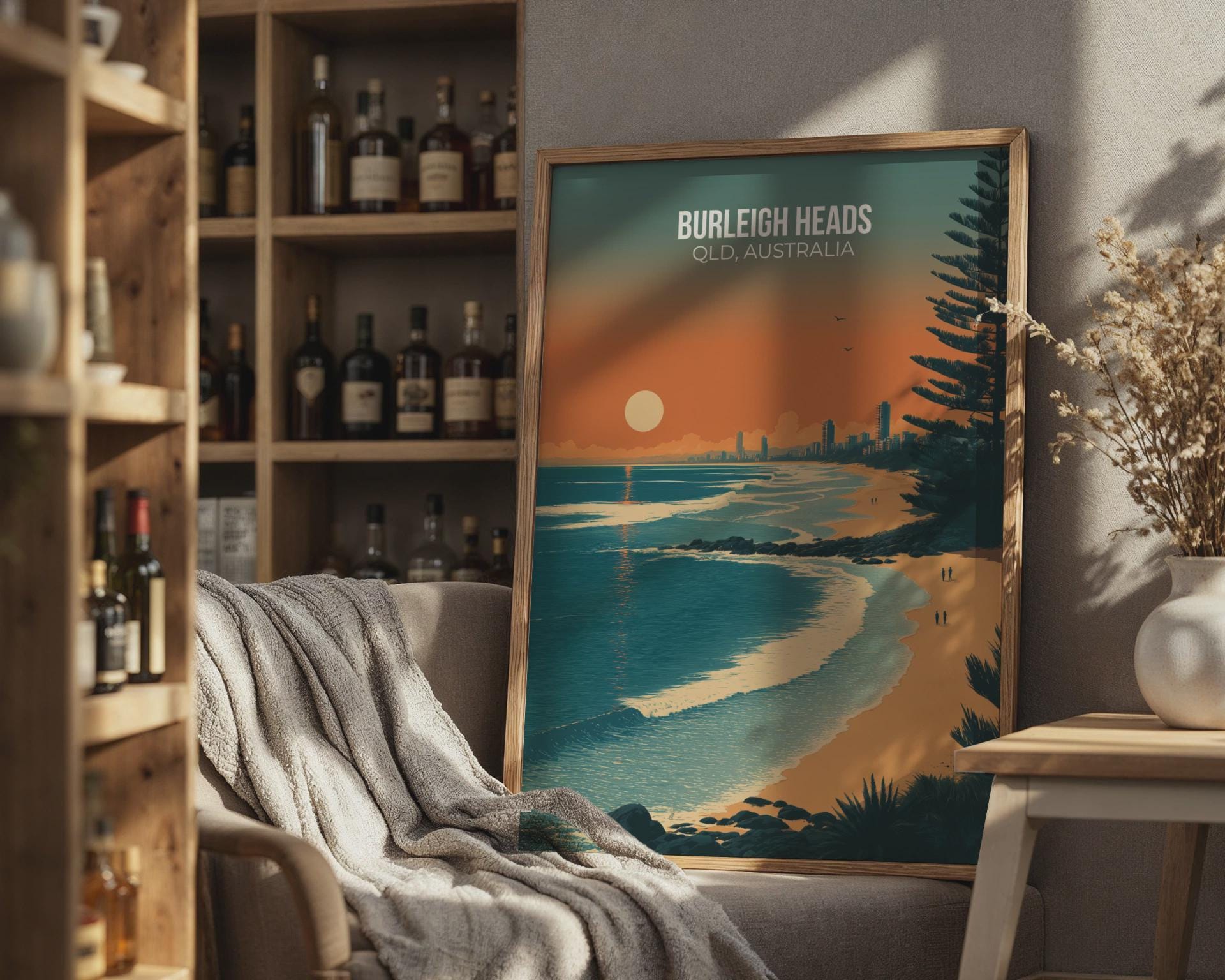 Burleigh Heads QLD Australia Print Coastal Art Poster Wall Art - Travel Wall Art
