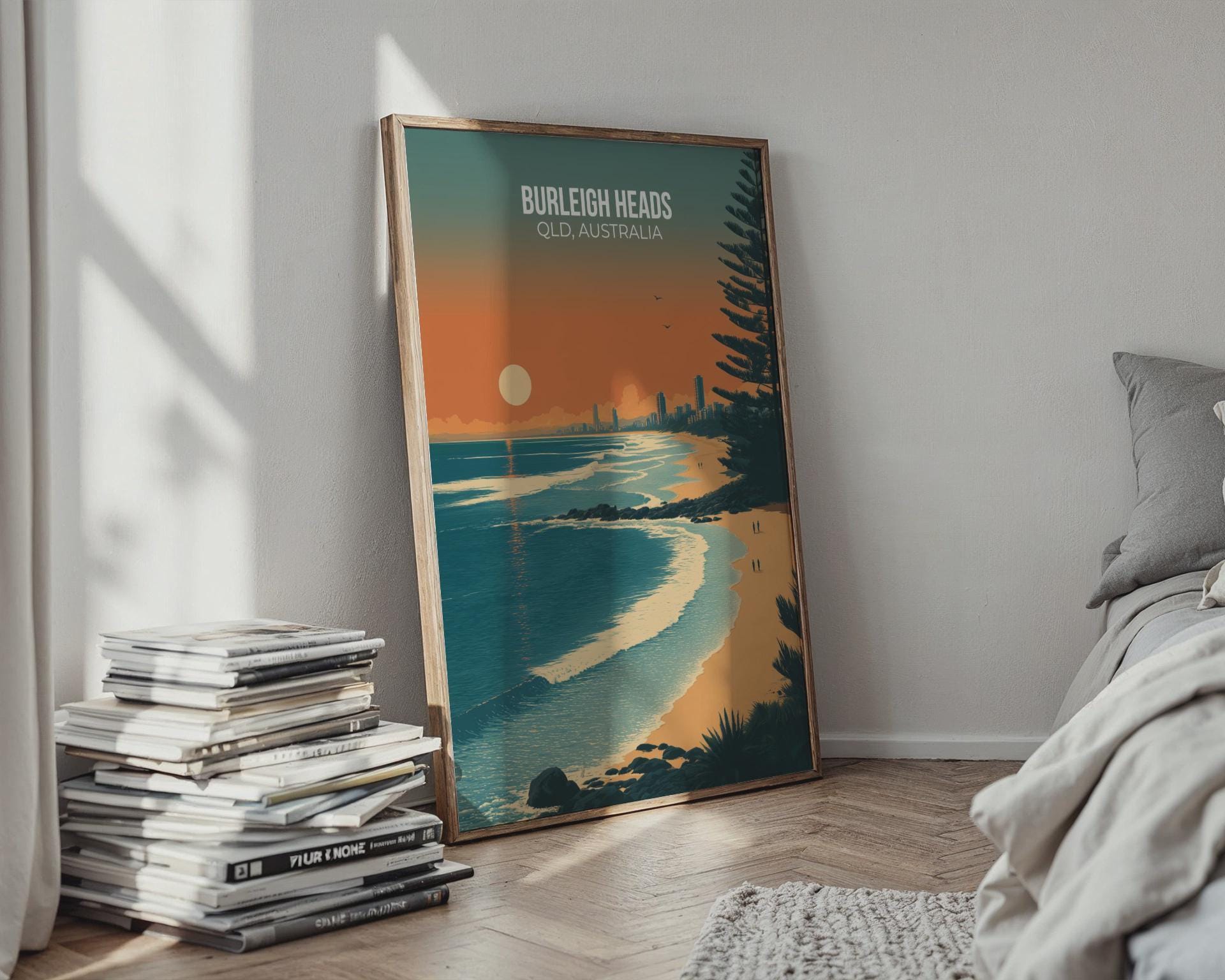 Burleigh Heads QLD Australia Print Coastal Art Poster Wall Art - Travel Wall Art