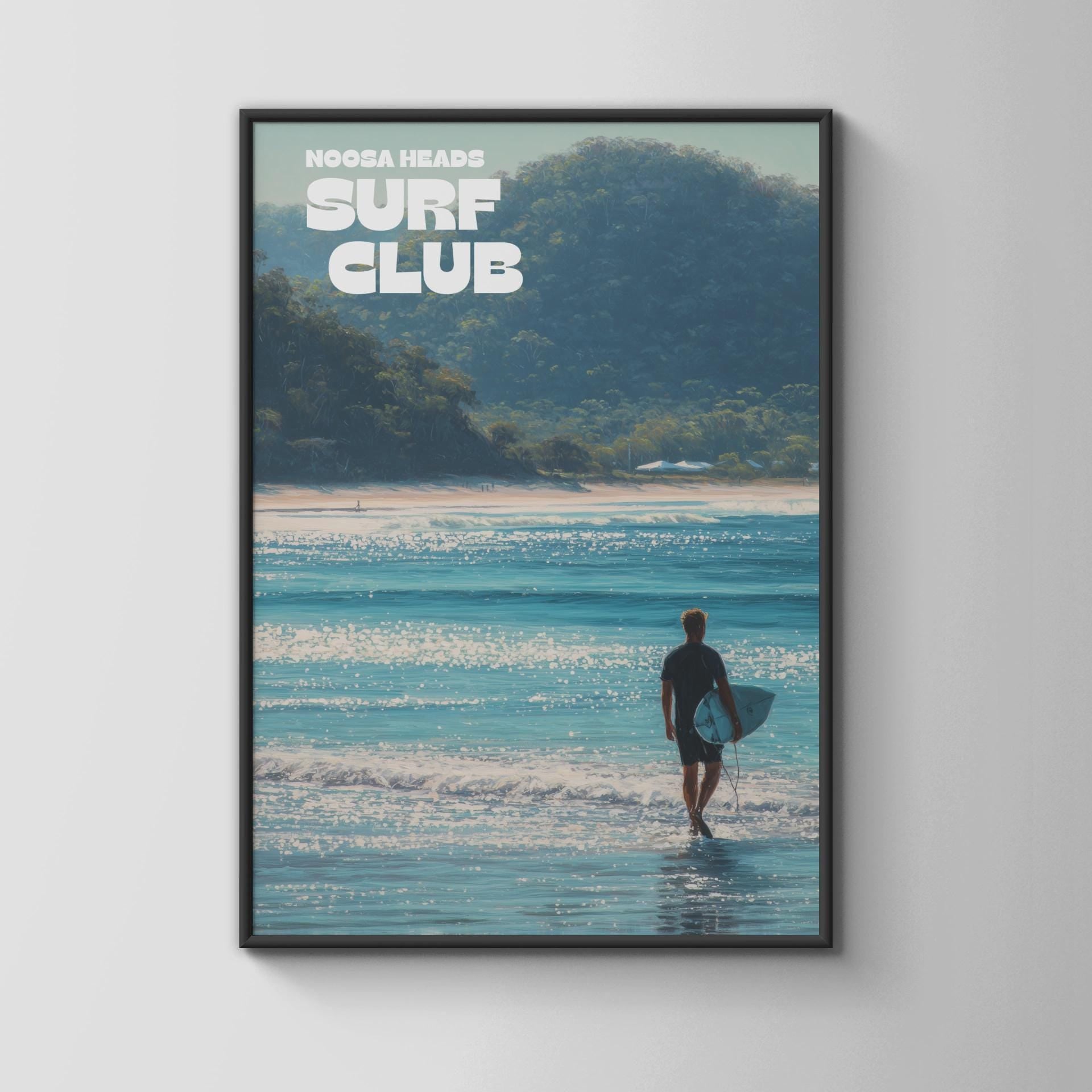 Noosa Heads Surf Club Poster Wall Art Coastal Landscape Print - Travel Wall Art