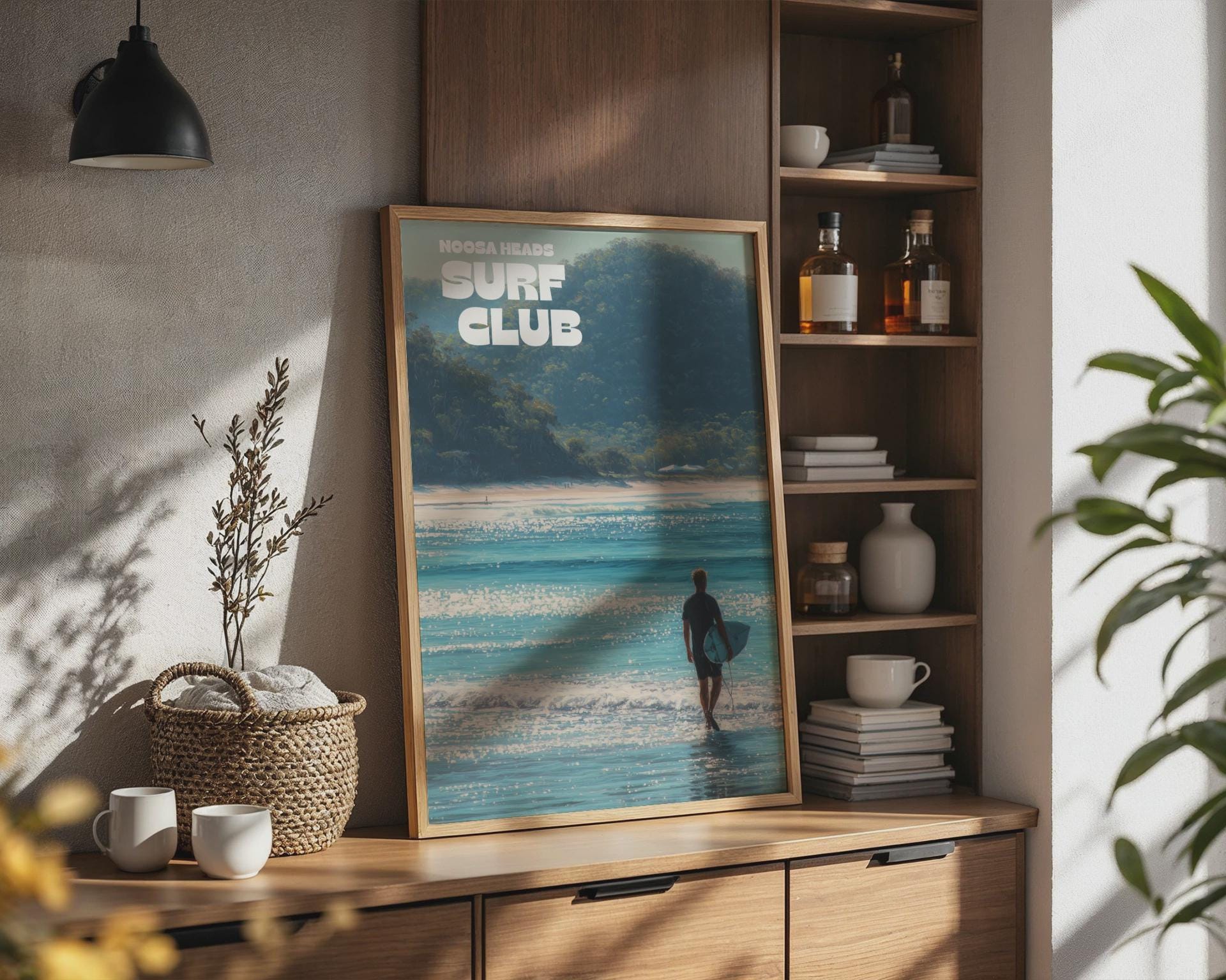 Noosa Heads Surf Club Poster Wall Art Coastal Landscape Print - Travel Wall Art