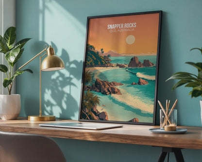 Snapper Rocks QLD Australia Print Surf Art Coastal Wall Art - Travel Wall Art