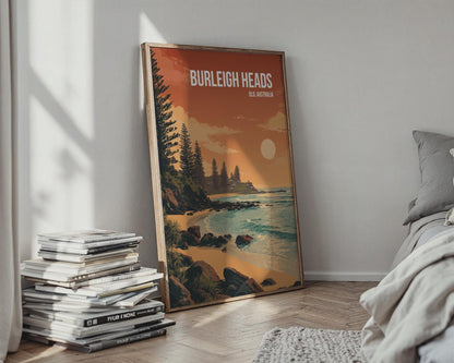 Burleigh Heads QLD Australia Beach Poster Wall Art Print - Travel Wall Art