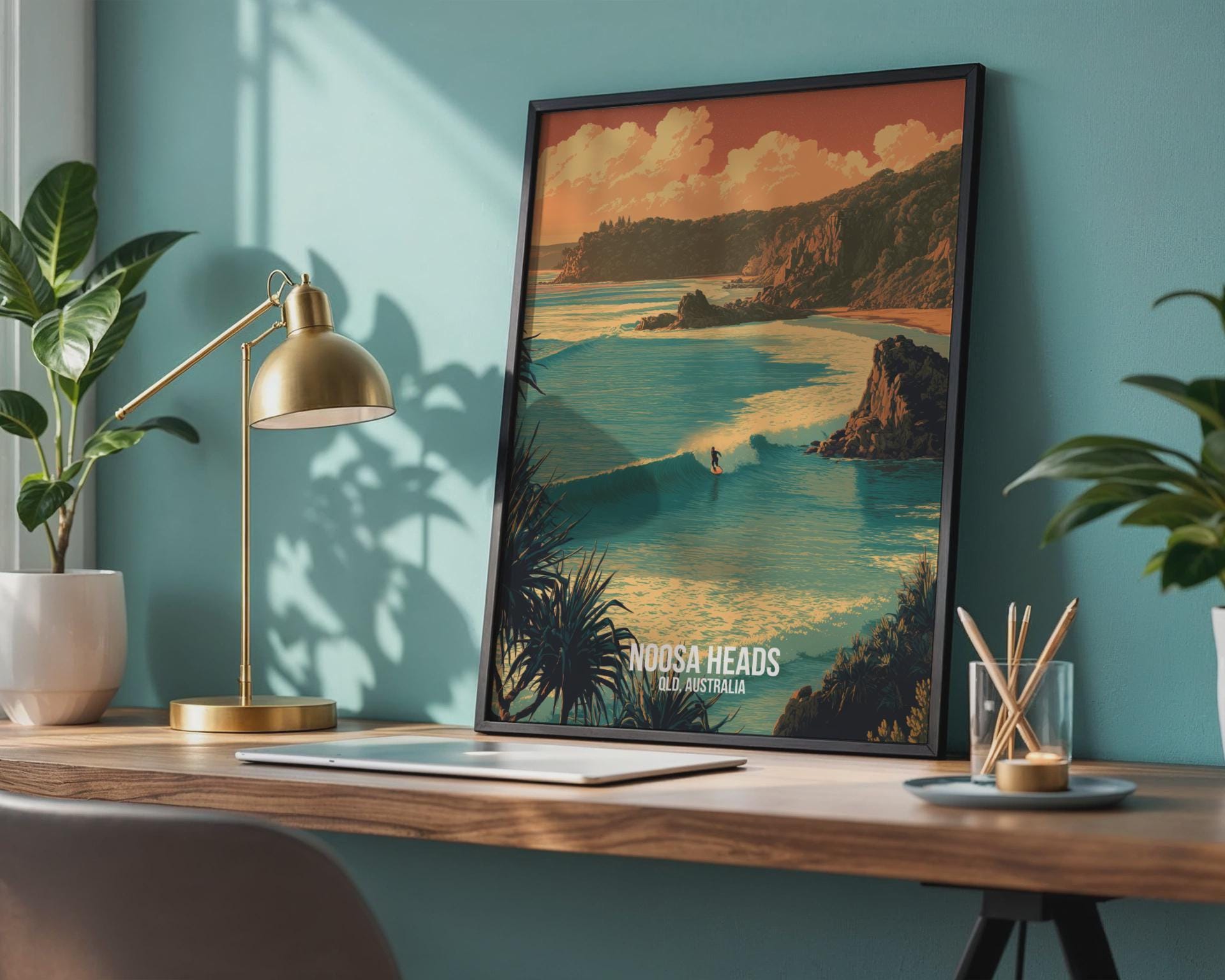 Noosa Heads Surf Poster Art Print Australia - Travel Wall Art