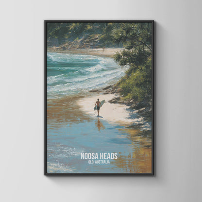 Noosa Heads Surfing Beach Print Landscape Wall Art - Travel Wall Art