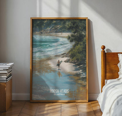 Noosa Heads Surfing Beach Print Landscape Wall Art - Travel Wall Art