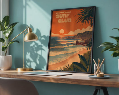 Snapper Rocks Surf Club Poster Print in Coastal Style - Travel Wall Art