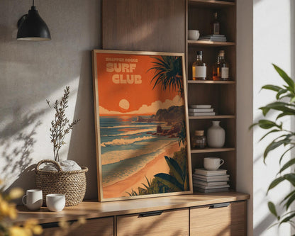 Snapper Rocks Surf Club Poster Print in Coastal Style - Travel Wall Art