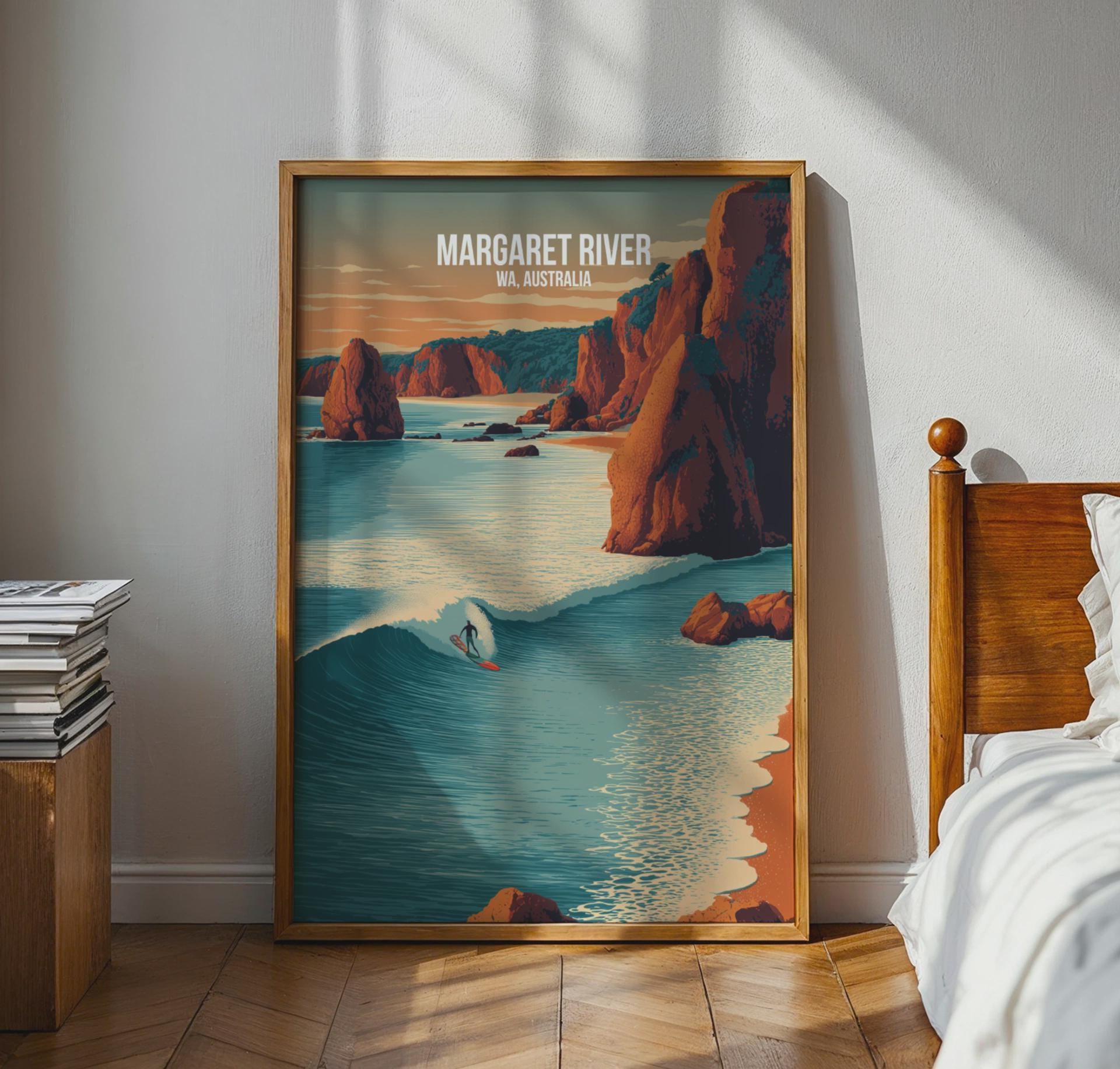 Margaret River Surf Art Print WA Australia Poster Coastal Wall Art - Travel Wall Art