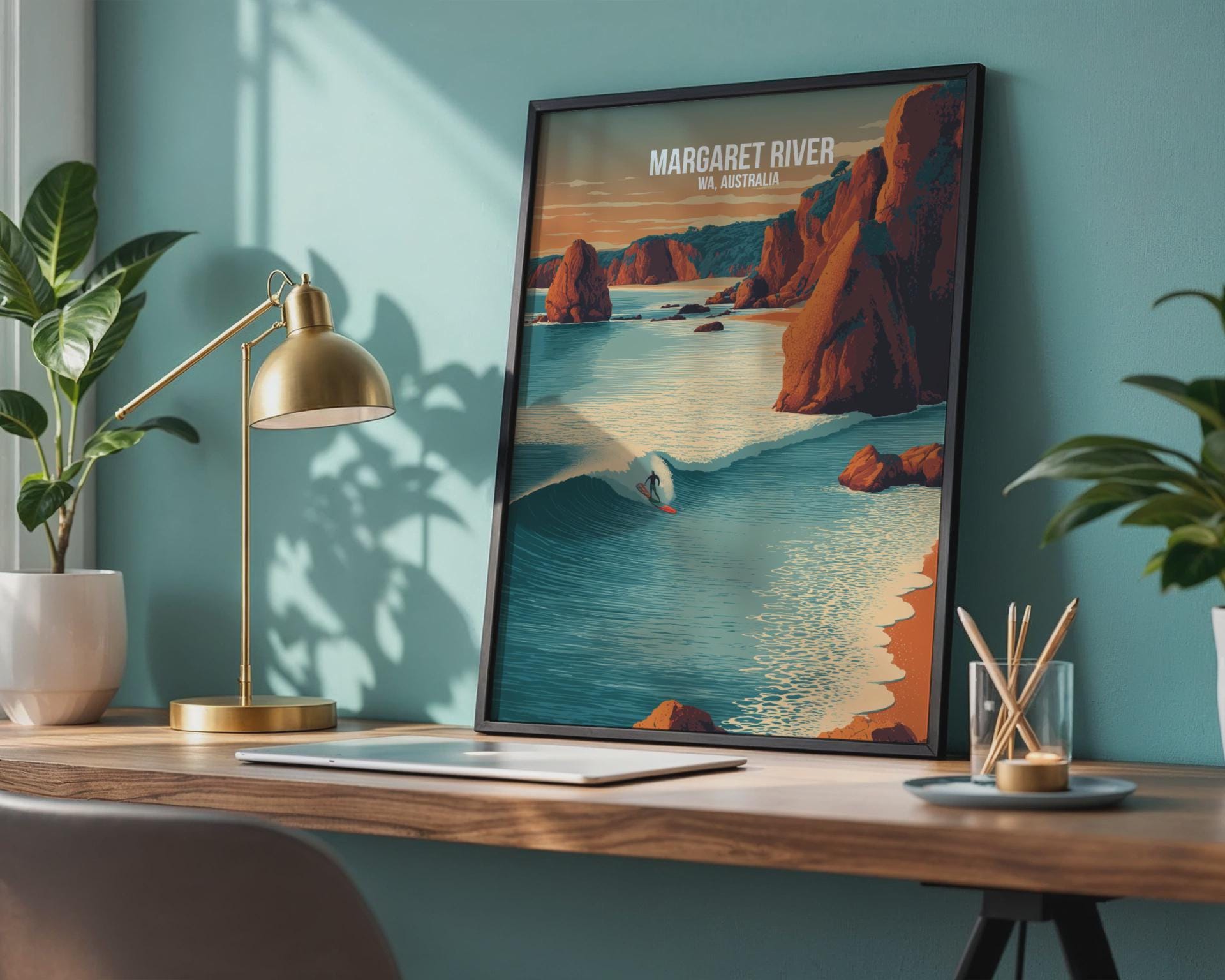 Margaret River Surf Art Print WA Australia Poster Coastal Wall Art - Travel Wall Art