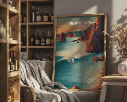 Margaret River Surf Art Print WA Australia Poster Coastal Wall Art - Travel Wall Art
