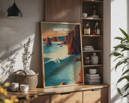 Margaret River Surf Art Print WA Australia Poster Coastal Wall Art - Travel Wall Art