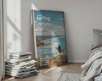 Surfing Poster Torquay Australia Wall Art Decorative Print - Travel Wall Art