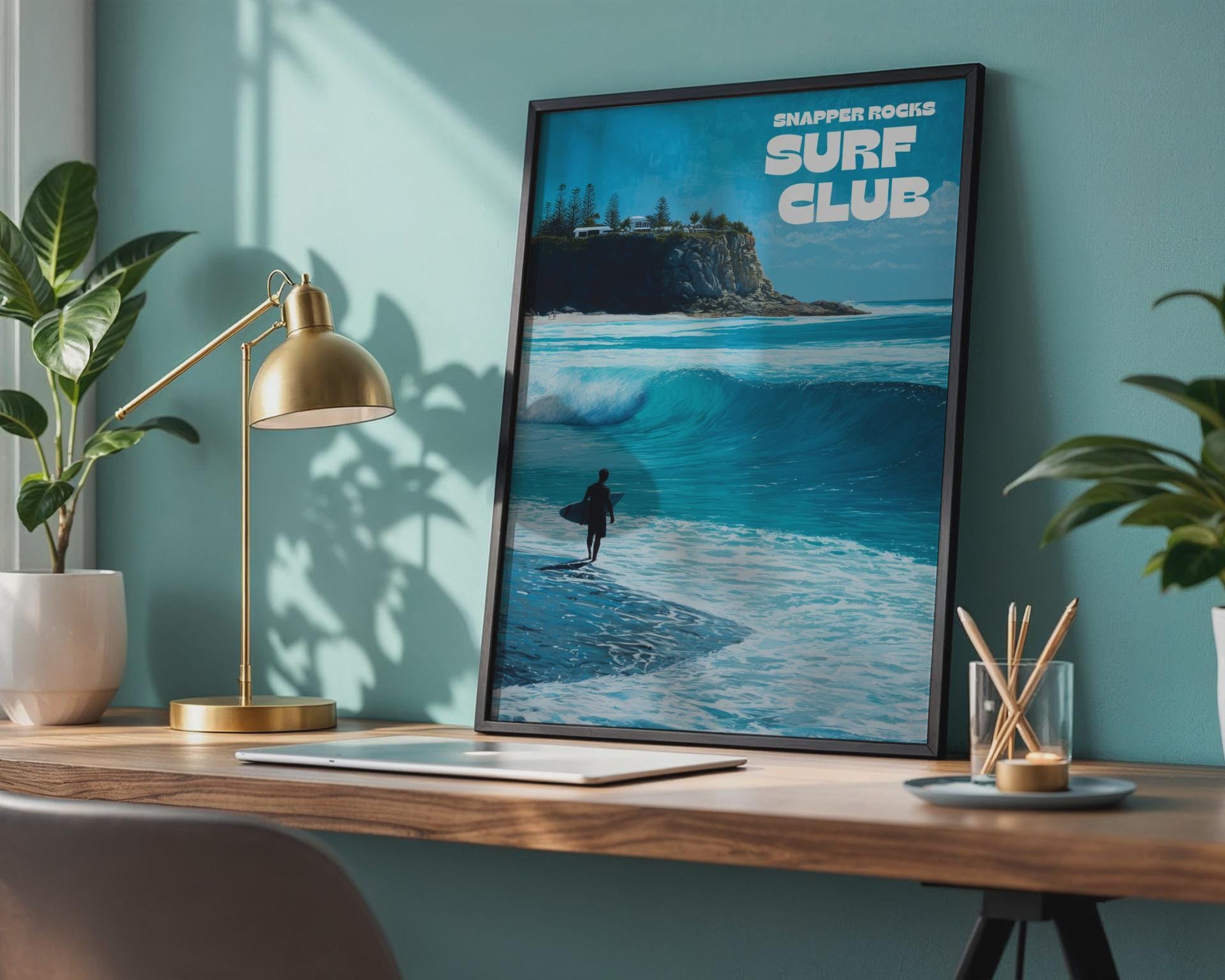 Snapper Rocks Surf Club Wall Art Surfing Landscape Poster - Travel Wall Art