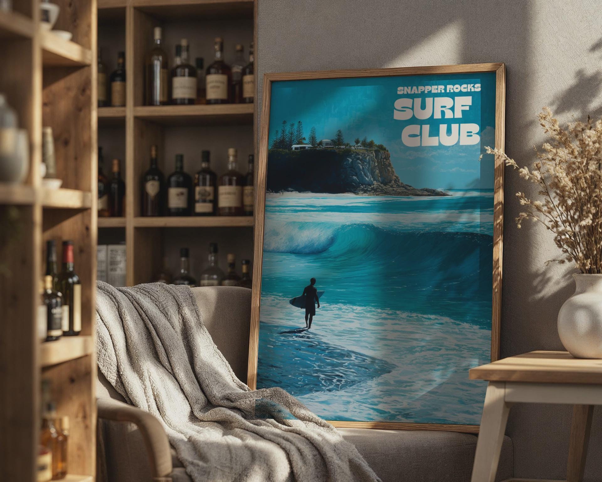 Snapper Rocks Surf Club Wall Art Surfing Landscape Poster - Travel Wall Art