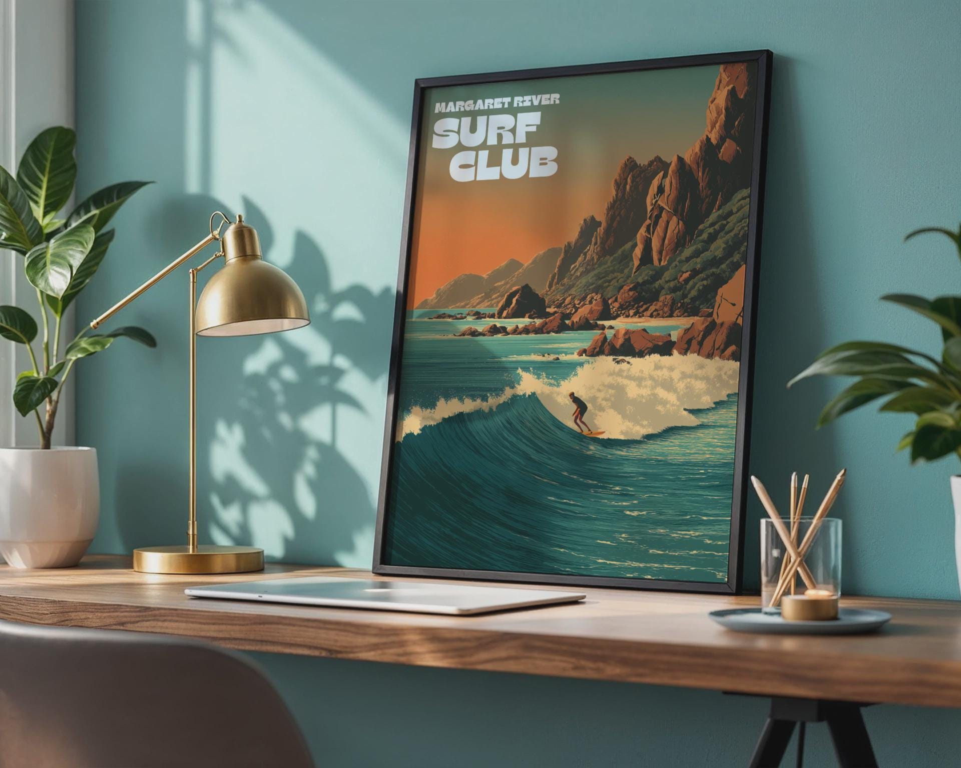 Margaret River Surf Club Poster Ocean Waves Beach Art - Travel Wall Art