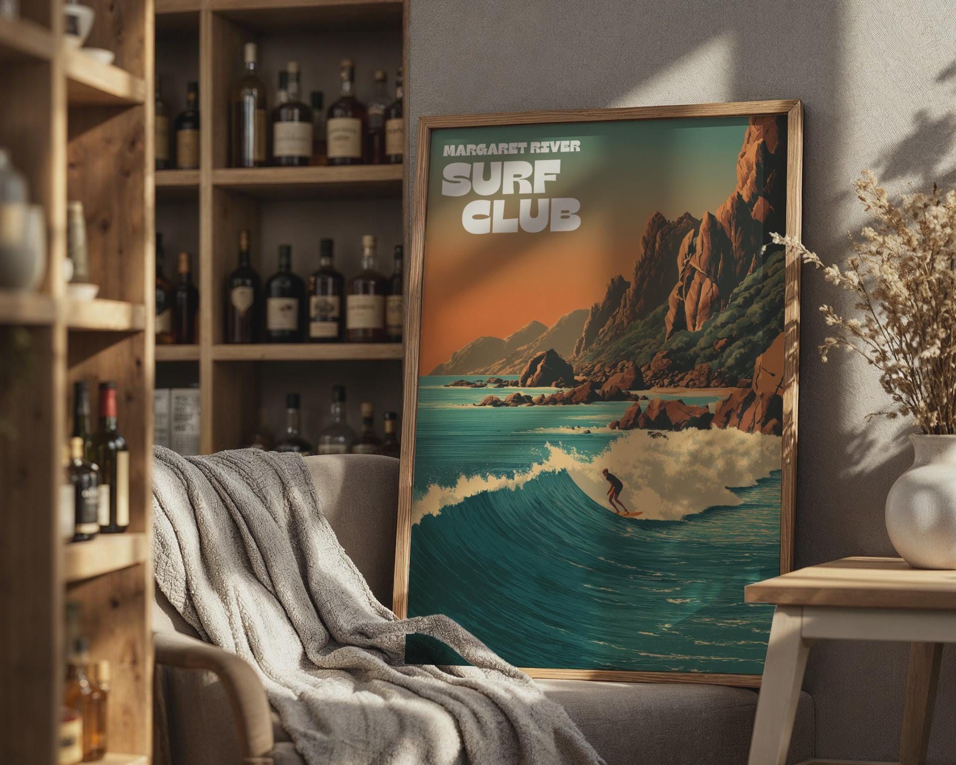 Margaret River Surf Club Poster Ocean Waves Beach Art - Travel Wall Art