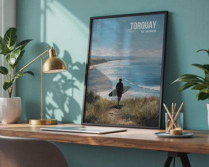 Torquay Surfing Poster Landscape Art Print - Travel Wall Art