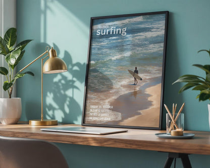 Surfing Poster Torquay Australia Ocean Art Print - Travel Wall Art