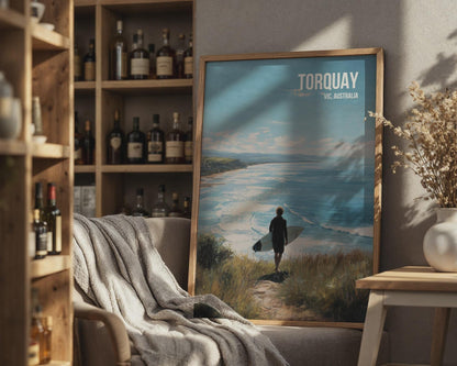 Torquay Surfing Poster Landscape Art Print - Travel Wall Art