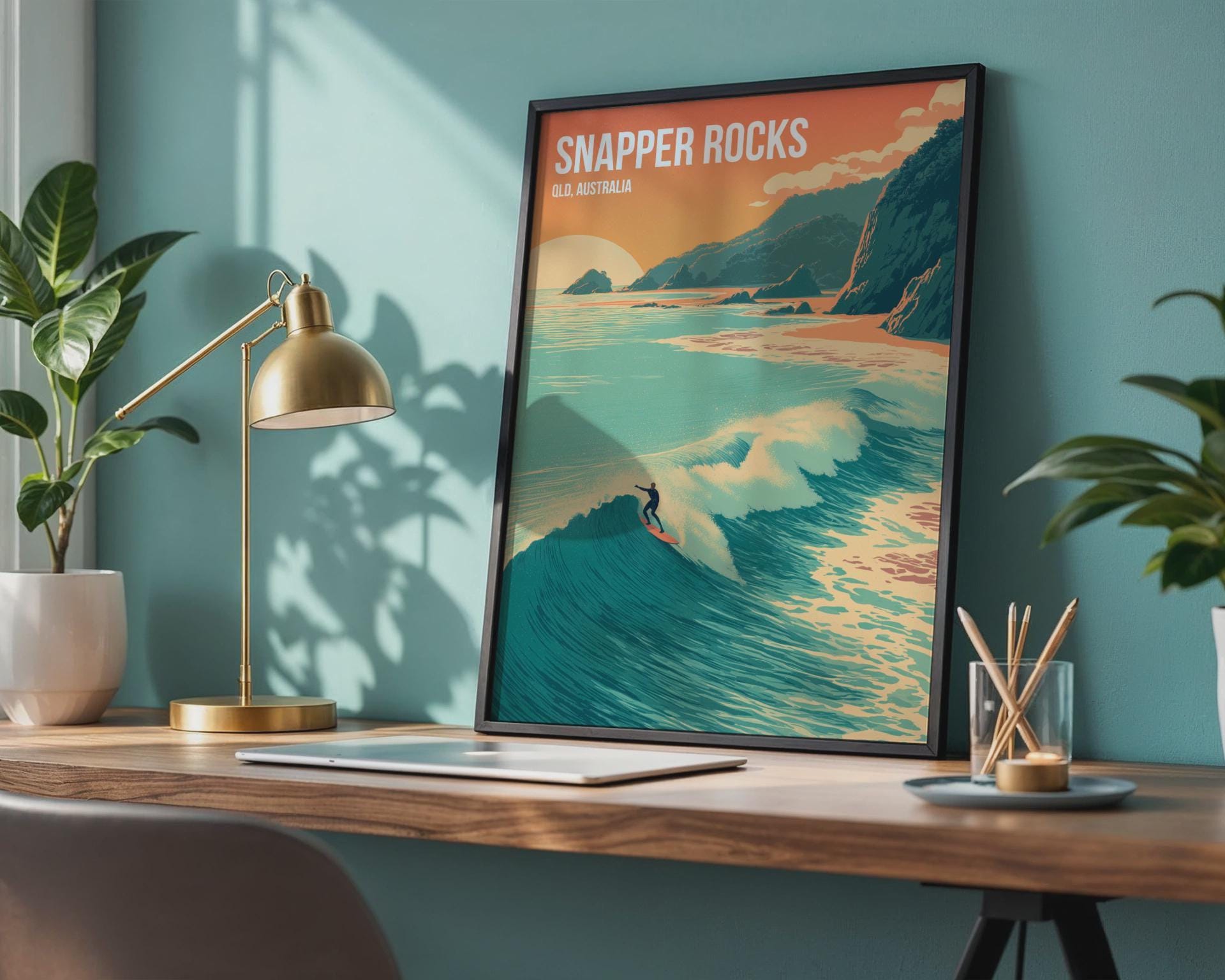 Snapper Rocks Surf Art Print QLD Australia Wall Art Coastal Style - Travel Wall Art
