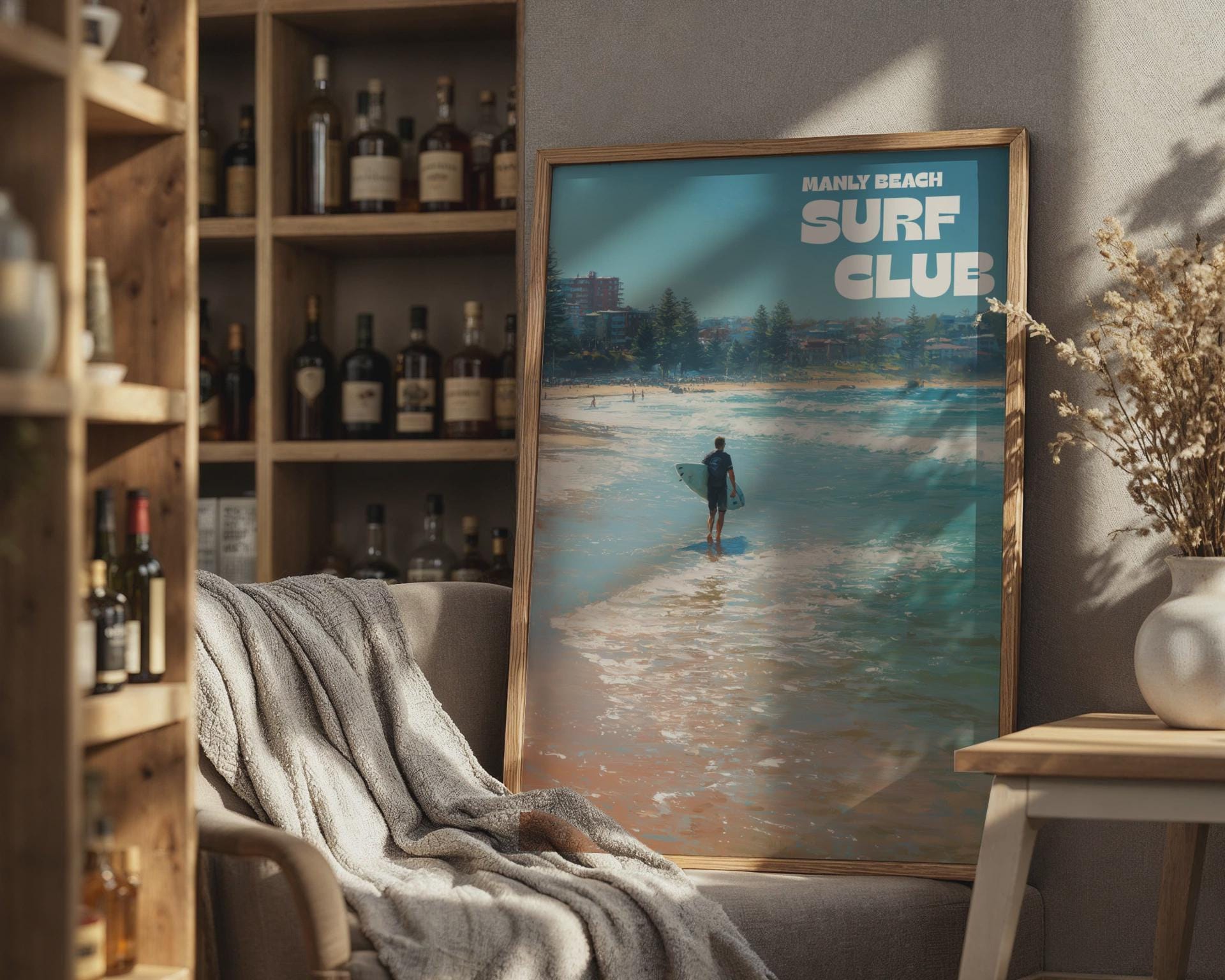 Manly Beach Surf Club Poster Wall Art Print - Travel Wall Art