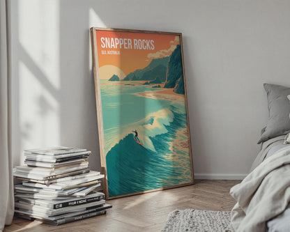 Snapper Rocks Surf Art Print QLD Australia Wall Art Coastal Style - Travel Wall Art
