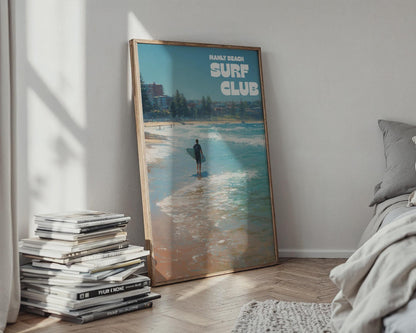 Manly Beach Surf Club Poster Wall Art Print - Travel Wall Art