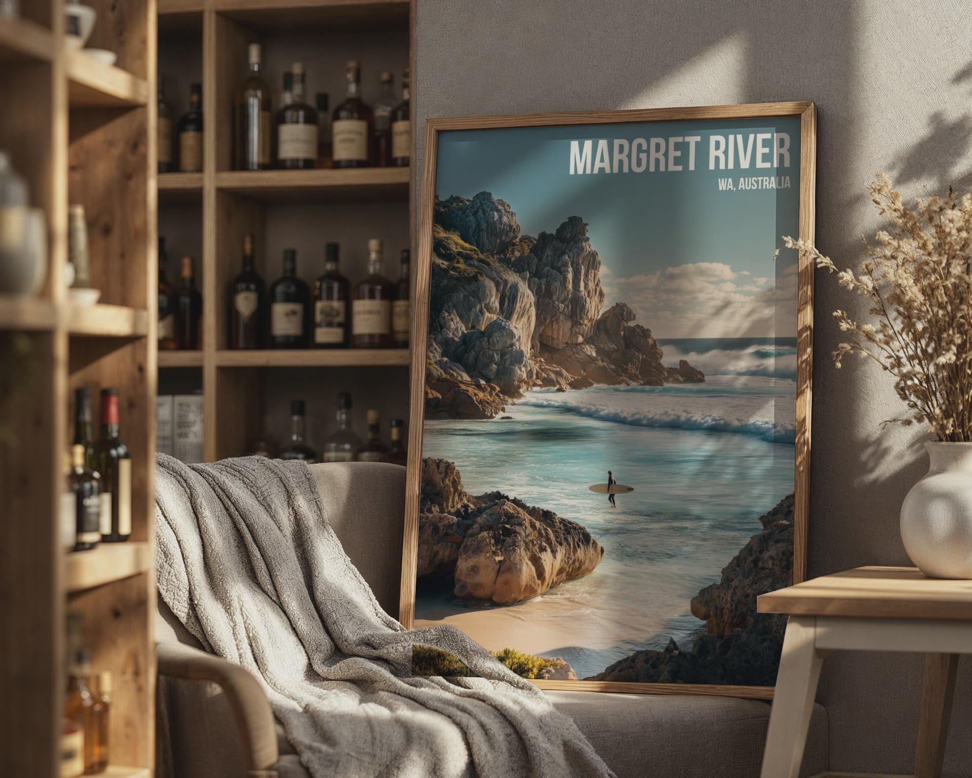 Margaret River Surfing Poster WA Australia Coastal Wall Art Print - Travel Wall Art
